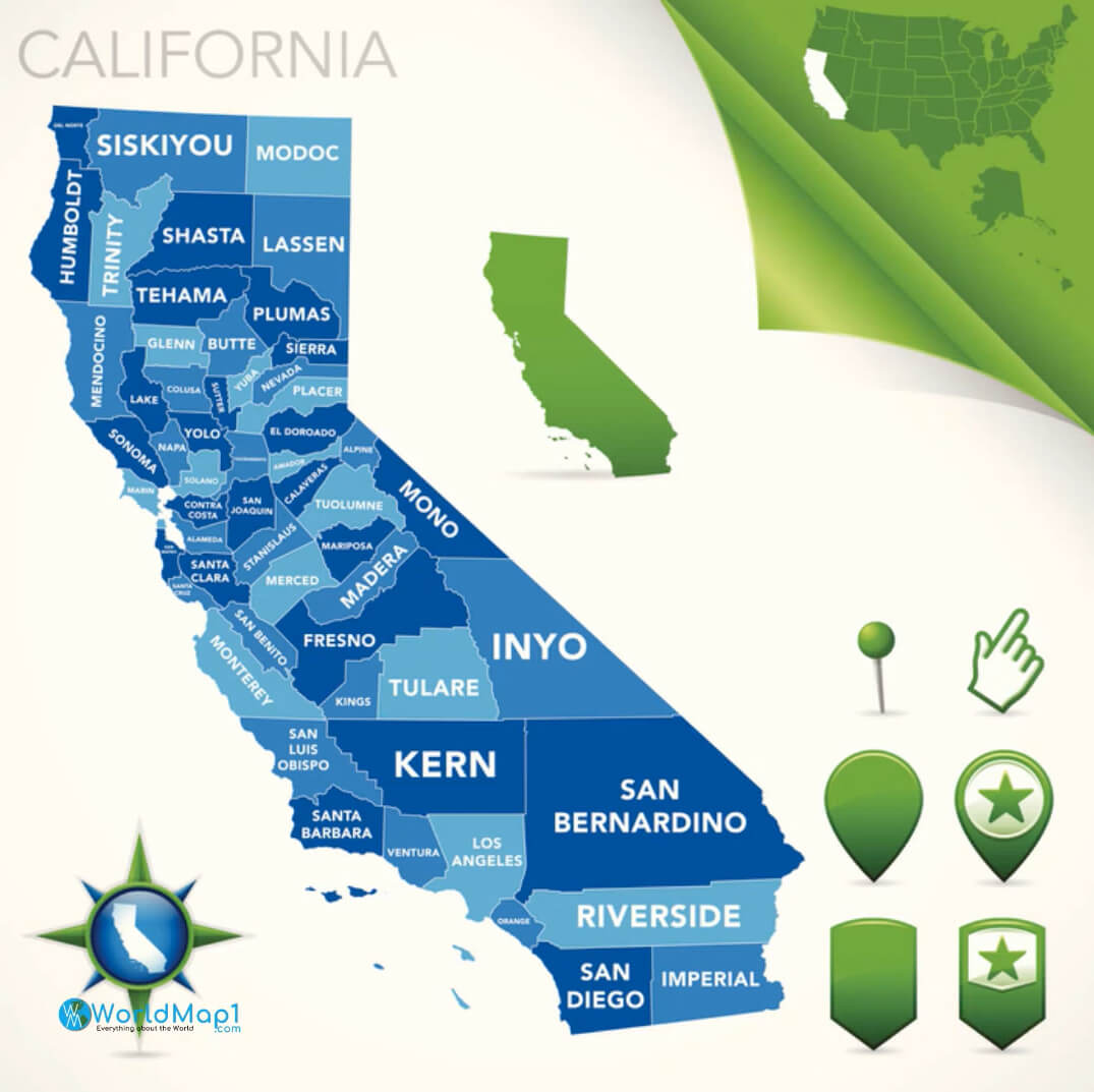 Cartes de l'indicatif régional de Californie